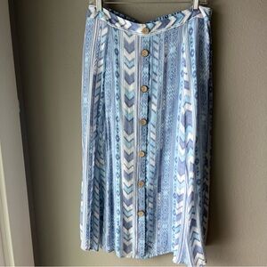 Mlle Gabrielle Womens Blue Midi Skirt Native Designs Elastic Waist Size L